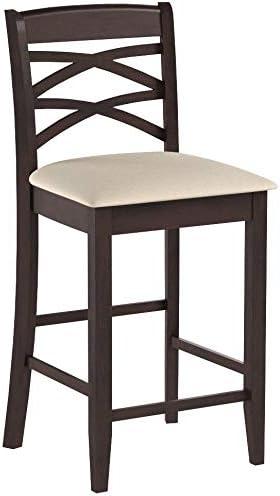 imageLeick Home 10086BBHG Upholstered Back Counter Height Stool with Wood Base Set of 2 for Kitchen Counters and Islands Blackbean and Gray WashHeather GrayBeige