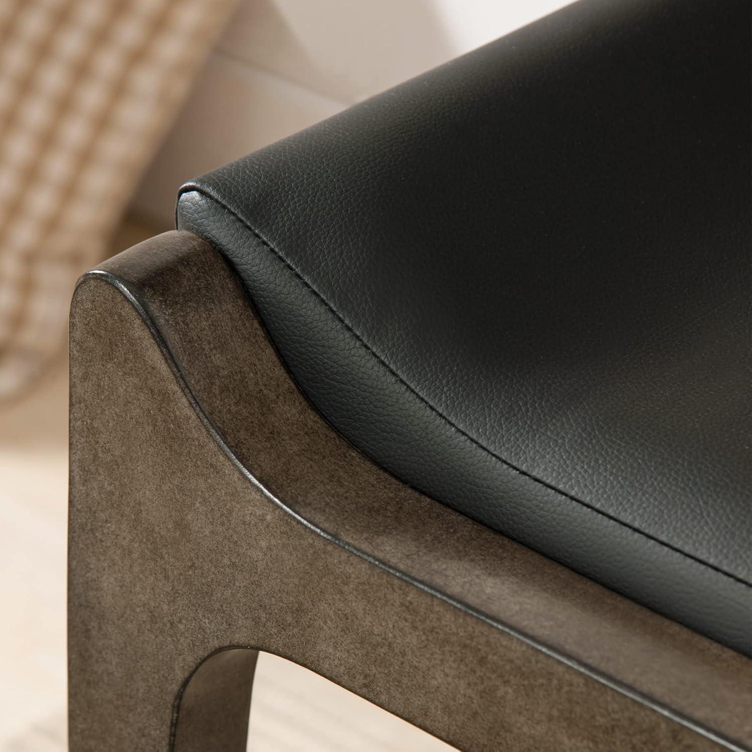 imageLeick Home 10086BBHG Upholstered Back Counter Height Stool with Wood Base Set of 2 for Kitchen Counters and Islands Blackbean and Gray WashHeather GrayBlack