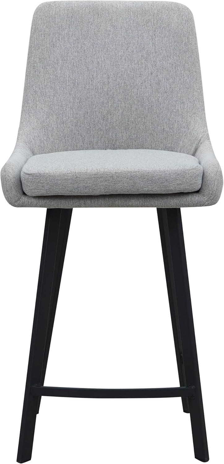 imageLeick Home 10144BLGL Upholstered Back Counter Height Stool with Steel Base Set of 2 for Kitchen Counters and Islands Gray and Black