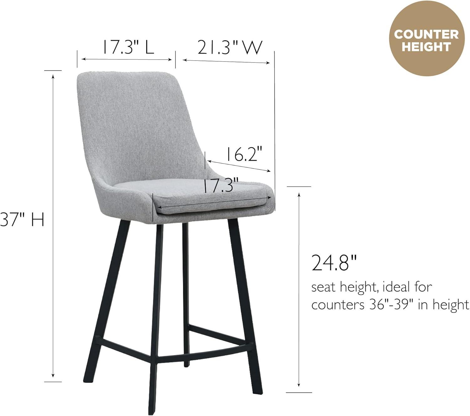 imageLeick Home 10144BLGL Upholstered Back Counter Height Stool with Steel Base Set of 2 for Kitchen Counters and Islands Gray and Black