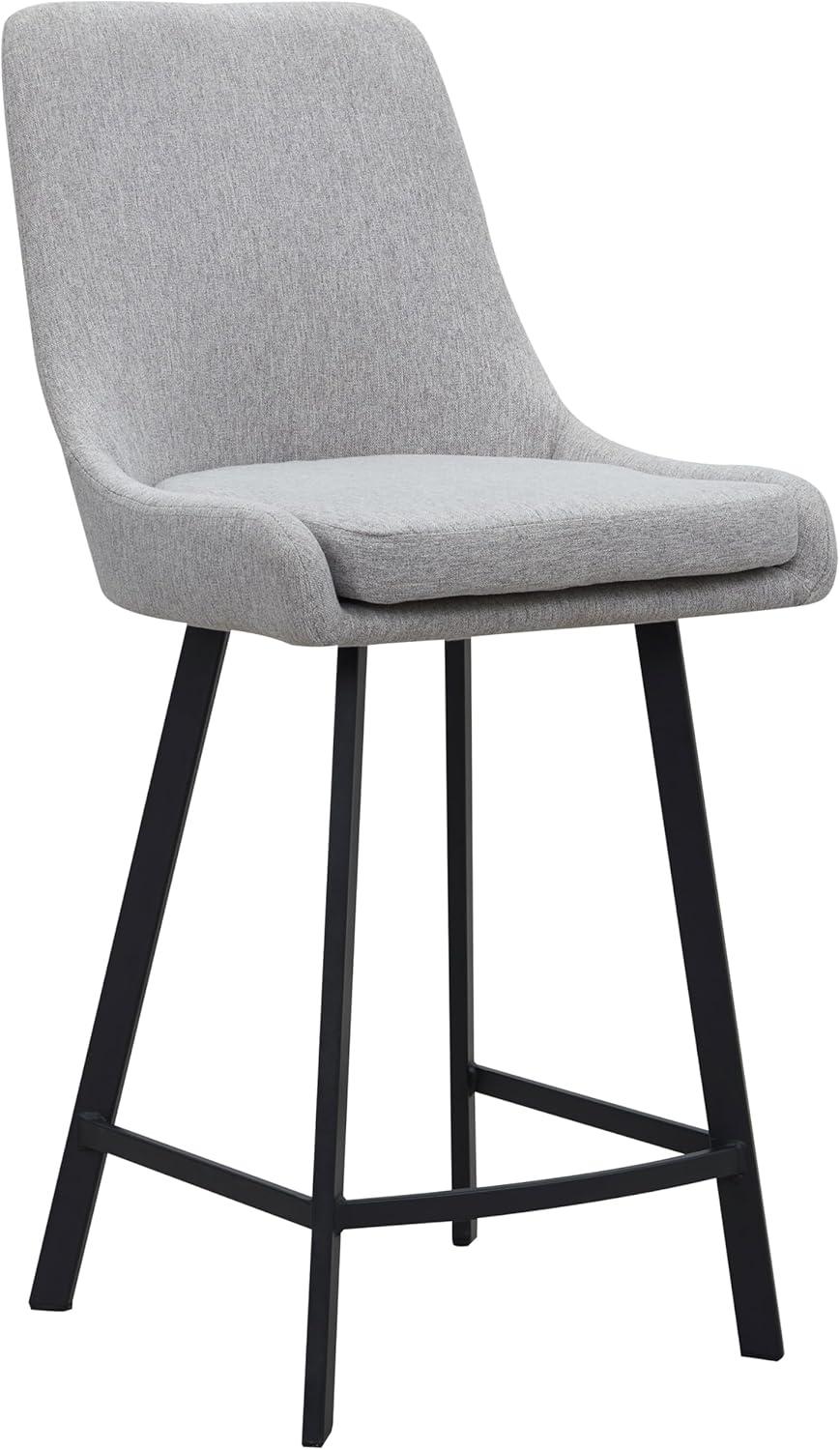 imageLeick Home 10144BLGL Upholstered Back Counter Height Stool with Steel Base Set of 2 for Kitchen Counters and Islands Gray and Black