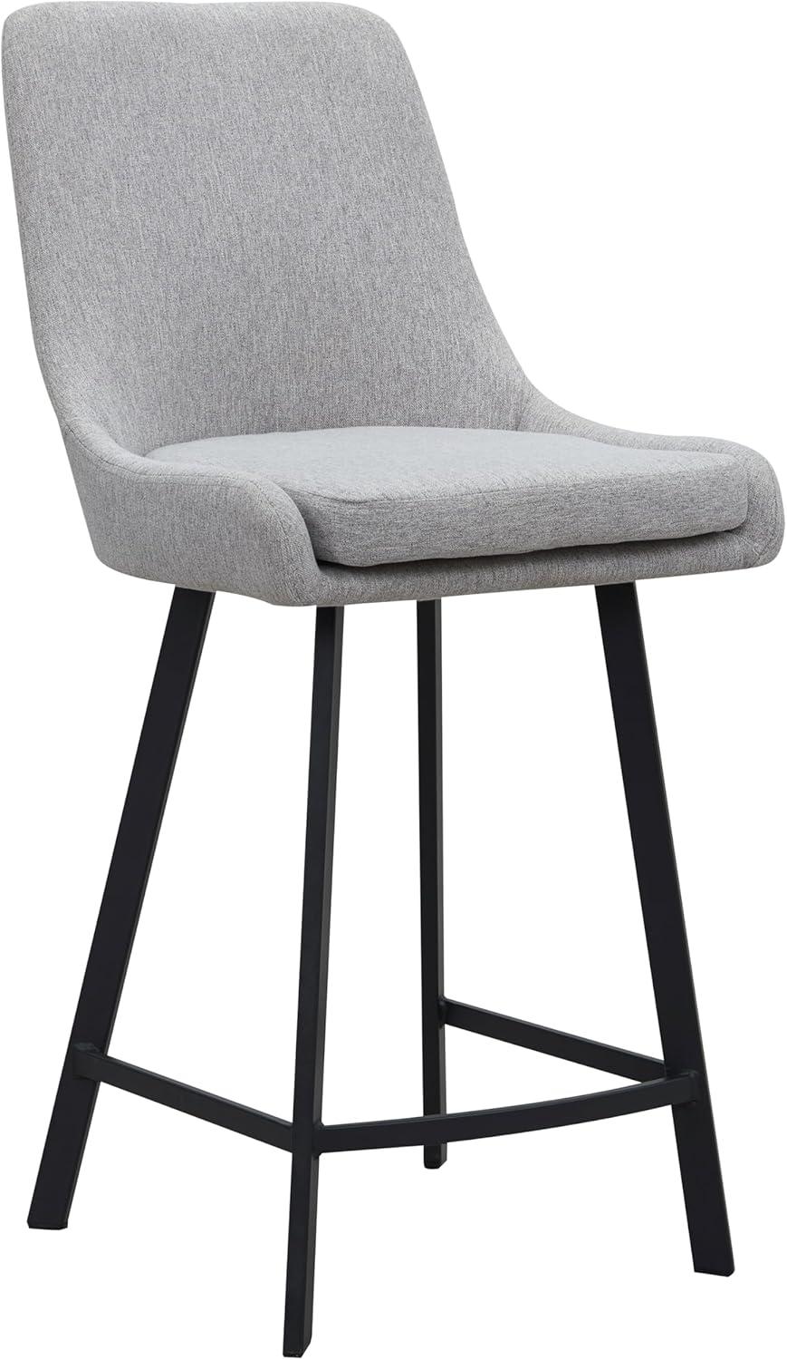 imageLeick Home 10144BLGL Upholstered Back Counter Height Stool with Steel Base Set of 2 for Kitchen Counters and Islands Gray and Black
