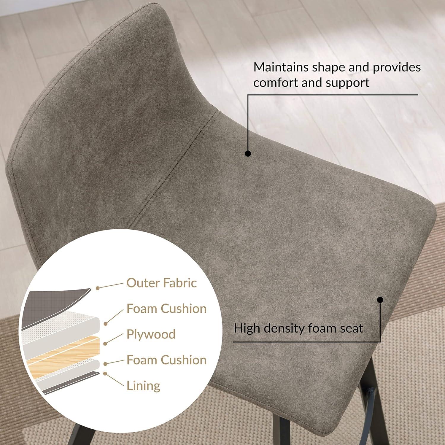 imageLeick Home 10145BLGL Upholstered Back Bar Stool Height with Steel Base Set of 2 for Elevated Kitchen Counters High Top Tables and Bars GrayBlackDapple Gray