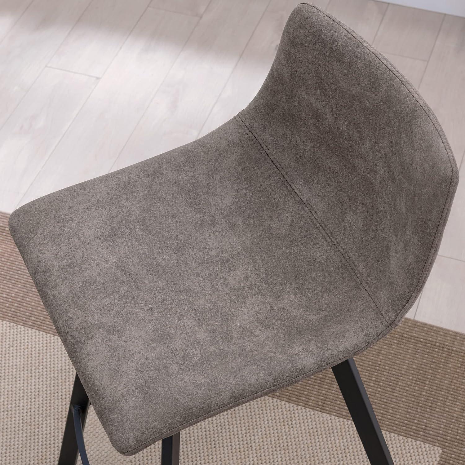 imageLeick Home 10145BLGL Upholstered Back Bar Stool Height with Steel Base Set of 2 for Elevated Kitchen Counters High Top Tables and Bars GrayBlackDapple Gray