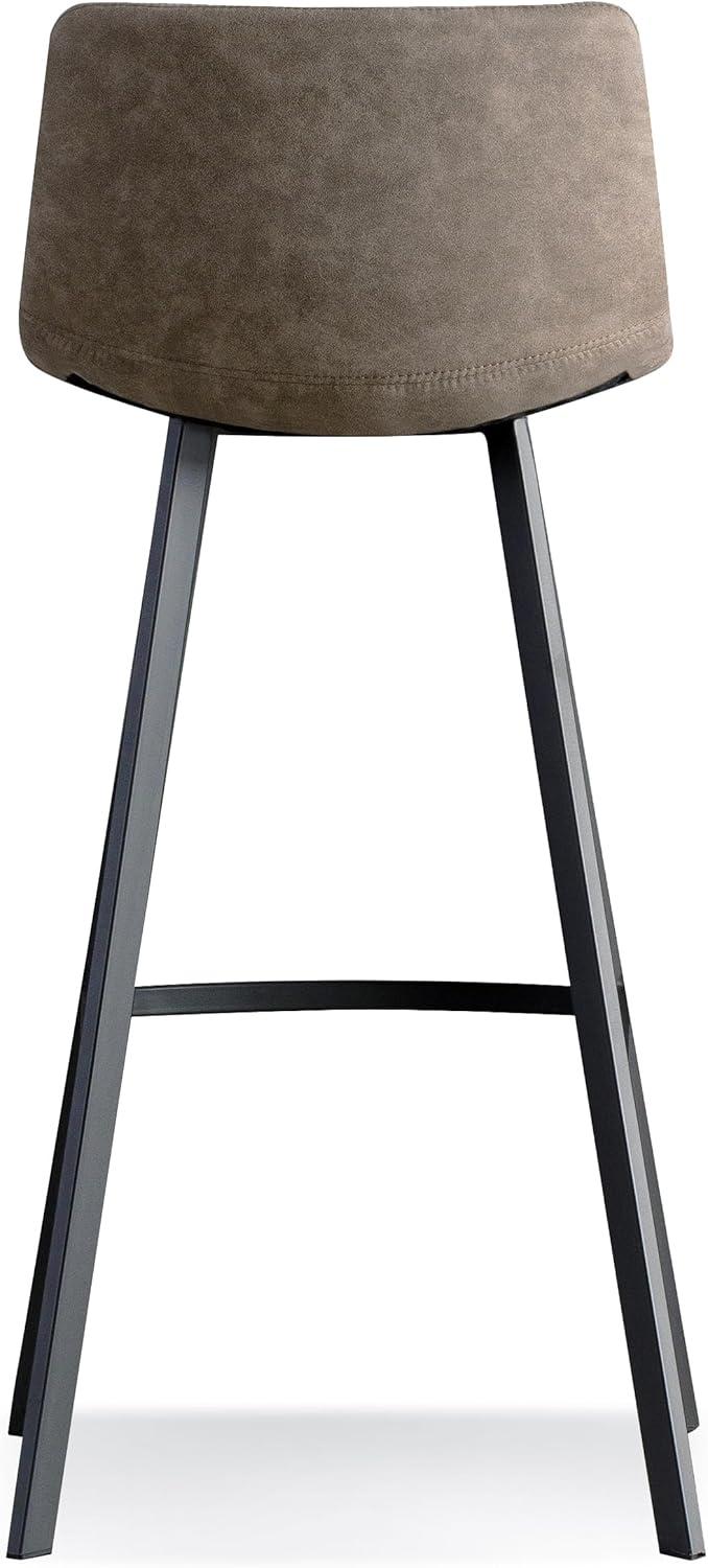 imageLeick Home 10145BLGL Upholstered Back Bar Stool Height with Steel Base Set of 2 for Elevated Kitchen Counters High Top Tables and Bars GrayBlackDapple Gray