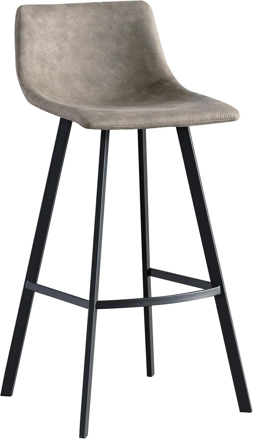 imageLeick Home 10145BLGL Upholstered Back Bar Stool Height with Steel Base Set of 2 for Elevated Kitchen Counters High Top Tables and Bars GrayBlackDapple Gray