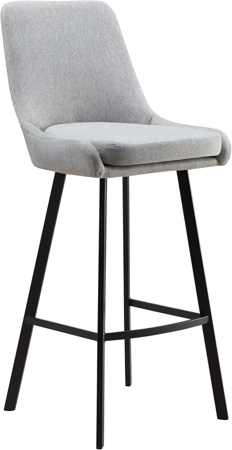 imageLeick Home 10145BLGL Upholstered Back Bar Stool Height with Steel Base Set of 2 for Elevated Kitchen Counters High Top Tables and Bars GrayBlackGray Linen Matte Black
