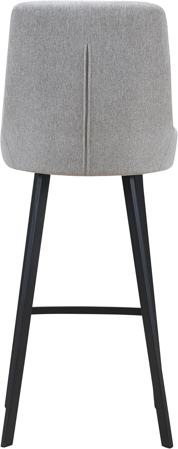 imageLeick Home 10145BLGL Upholstered Back Bar Stool Height with Steel Base Set of 2 for Elevated Kitchen Counters High Top Tables and Bars GrayBlackGray Linen Matte Black
