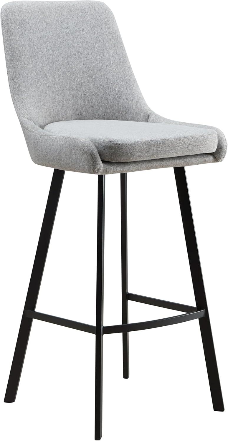 imageLeick Home 10145BLGL Upholstered Back Bar Stool Height with Steel Base Set of 2 for Elevated Kitchen Counters High Top Tables and Bars GrayBlackGray Linen Matte Black