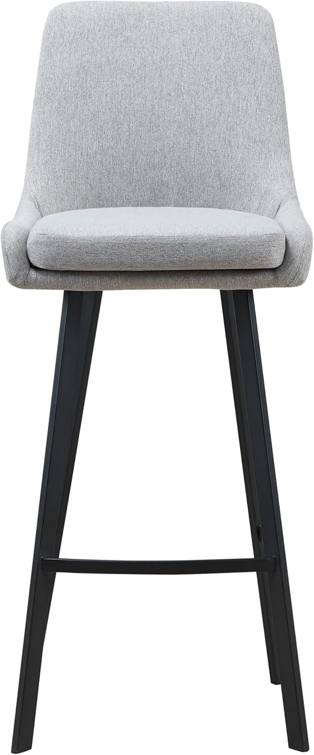 imageLeick Home 10145BLGL Upholstered Back Bar Stool Height with Steel Base Set of 2 for Elevated Kitchen Counters High Top Tables and Bars GrayBlackGray Linen Matte Black