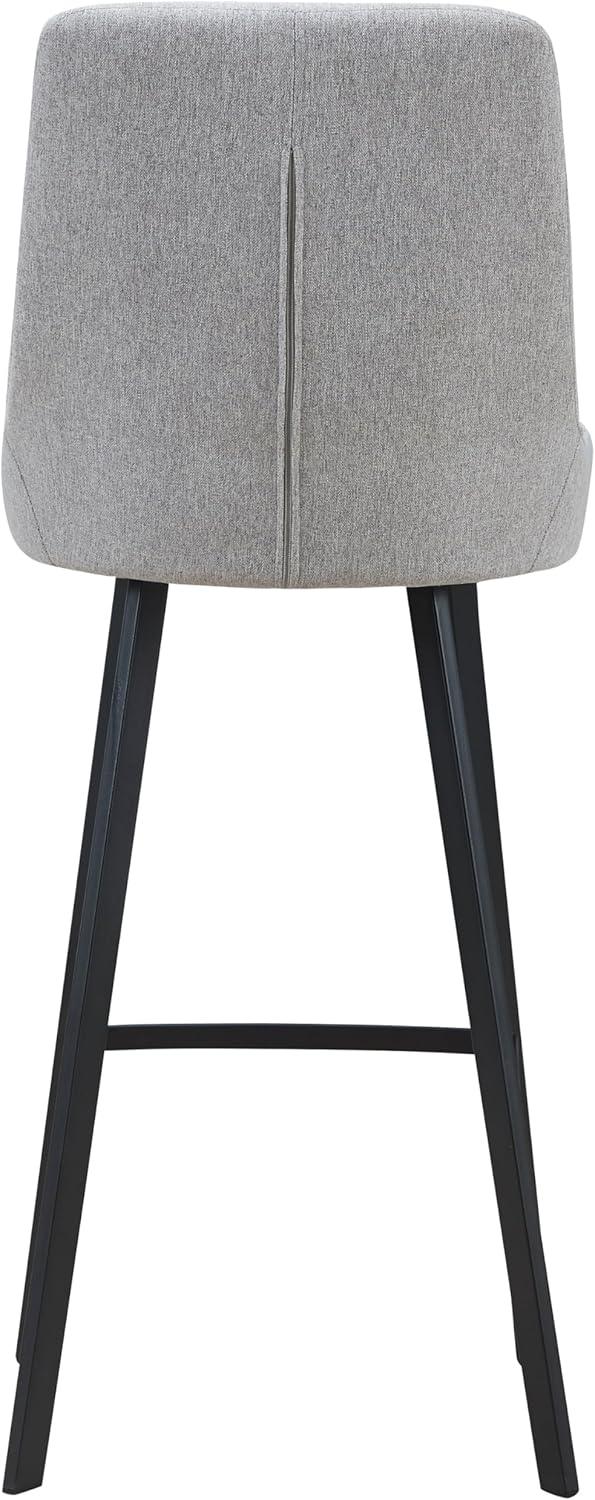 imageLeick Home 10145BLGL Upholstered Back Bar Stool Height with Steel Base Set of 2 for Elevated Kitchen Counters High Top Tables and Bars GrayBlackGray Linen Matte Black