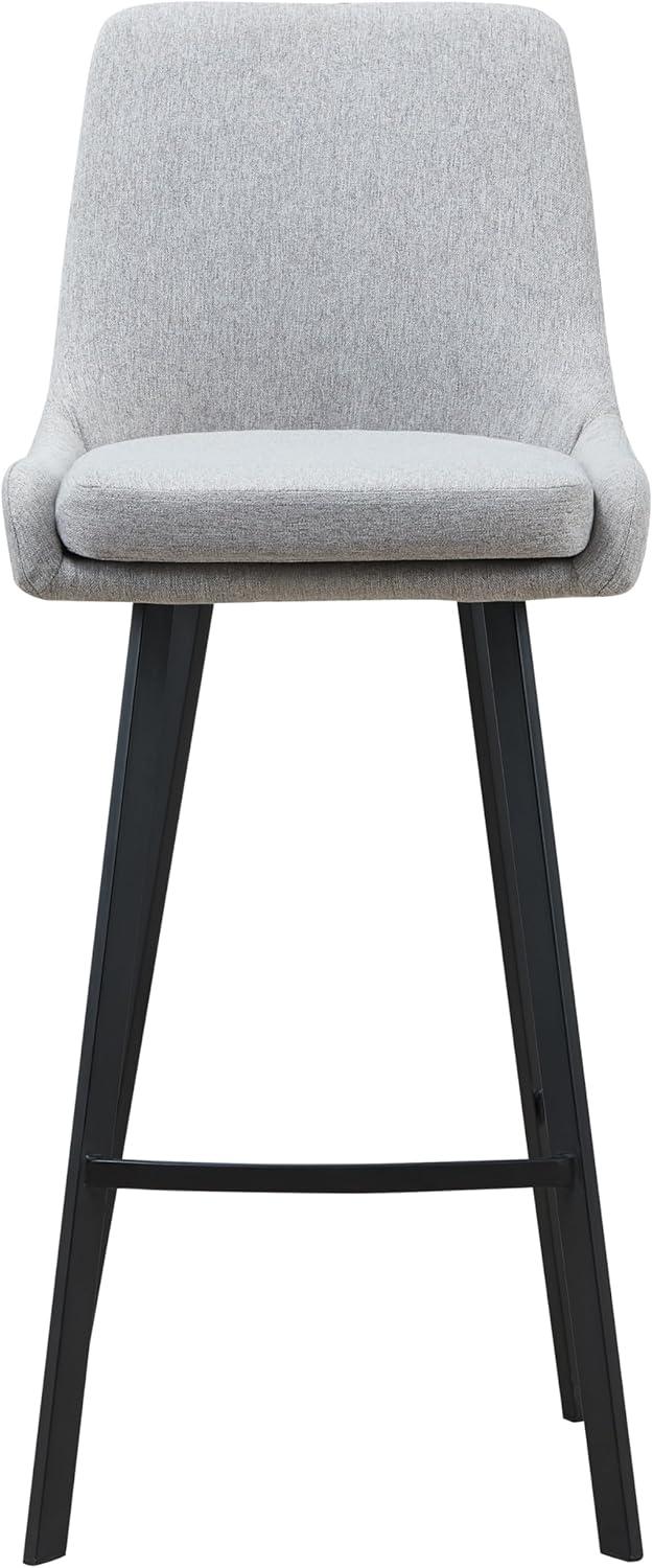 imageLeick Home 10145BLGL Upholstered Back Bar Stool Height with Steel Base Set of 2 for Elevated Kitchen Counters High Top Tables and Bars GrayBlackGray Linen Matte Black