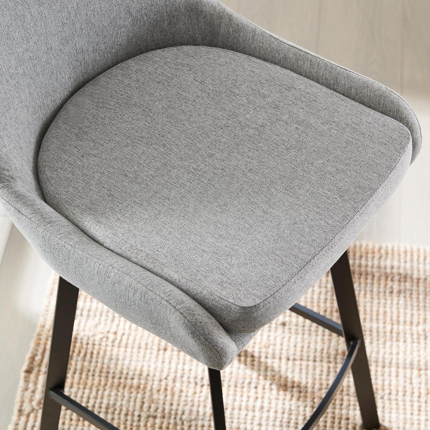 imageLeick Home 10145BLGL Upholstered Back Bar Stool Height with Steel Base Set of 2 for Elevated Kitchen Counters High Top Tables and Bars GrayBlackGray Linen Matte Black