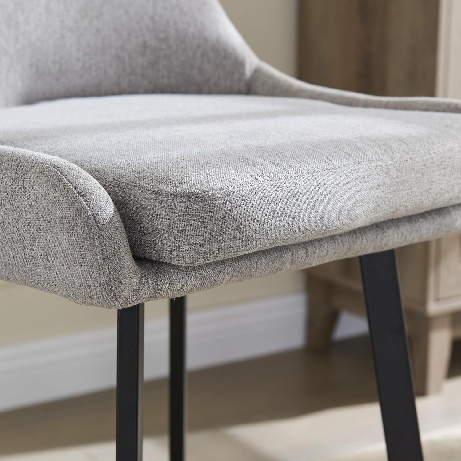 imageLeick Home 10145BLGL Upholstered Back Bar Stool Height with Steel Base Set of 2 for Elevated Kitchen Counters High Top Tables and Bars GrayBlackGray Linen Matte Black