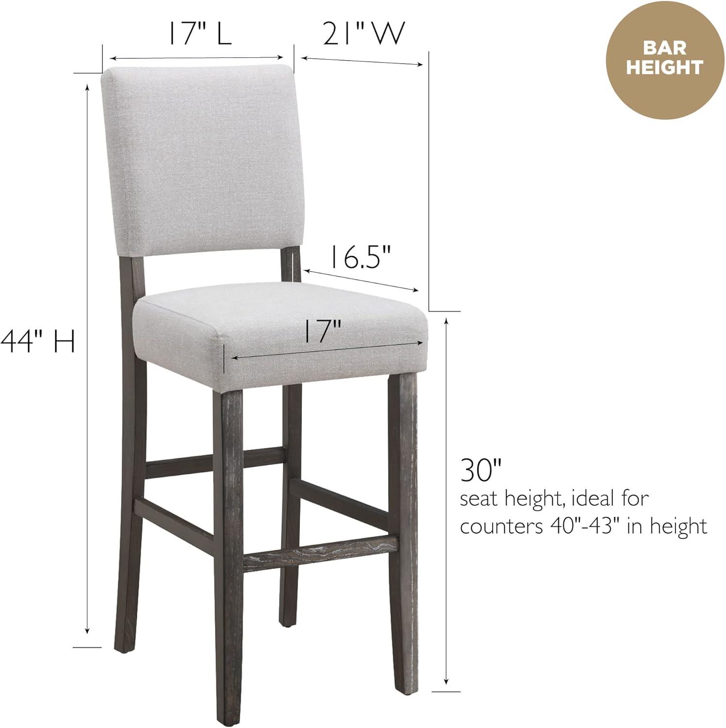 imageLeick Home 10145BLGL Upholstered Back Bar Stool Height with Steel Base Set of 2 for Elevated Kitchen Counters High Top Tables and Bars GrayBlackHeather Gray