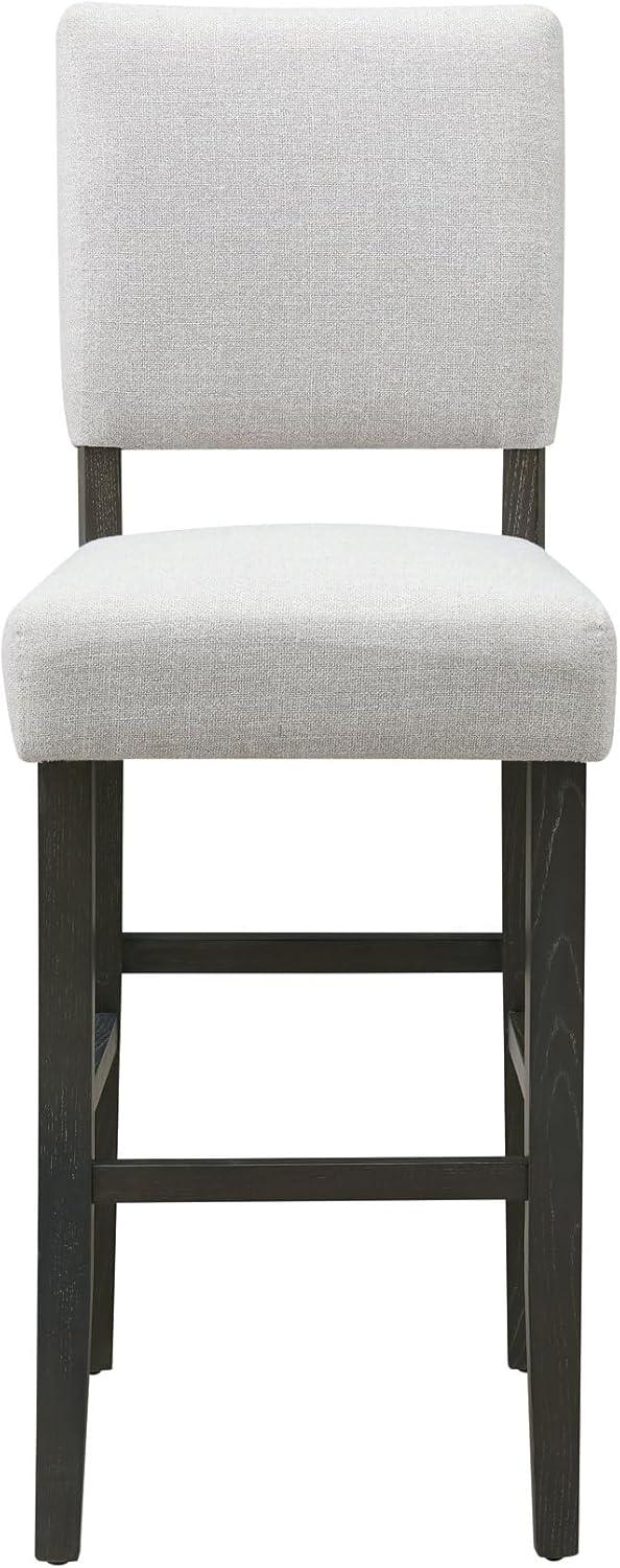 imageLeick Home 10145BLGL Upholstered Back Bar Stool Height with Steel Base Set of 2 for Elevated Kitchen Counters High Top Tables and Bars GrayBlackHeather Gray