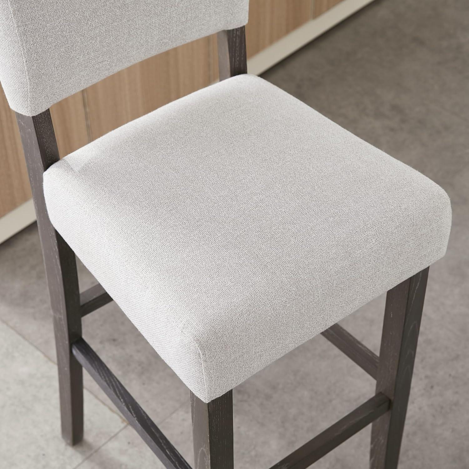 imageLeick Home 10145BLGL Upholstered Back Bar Stool Height with Steel Base Set of 2 for Elevated Kitchen Counters High Top Tables and Bars GrayBlackHeather Gray