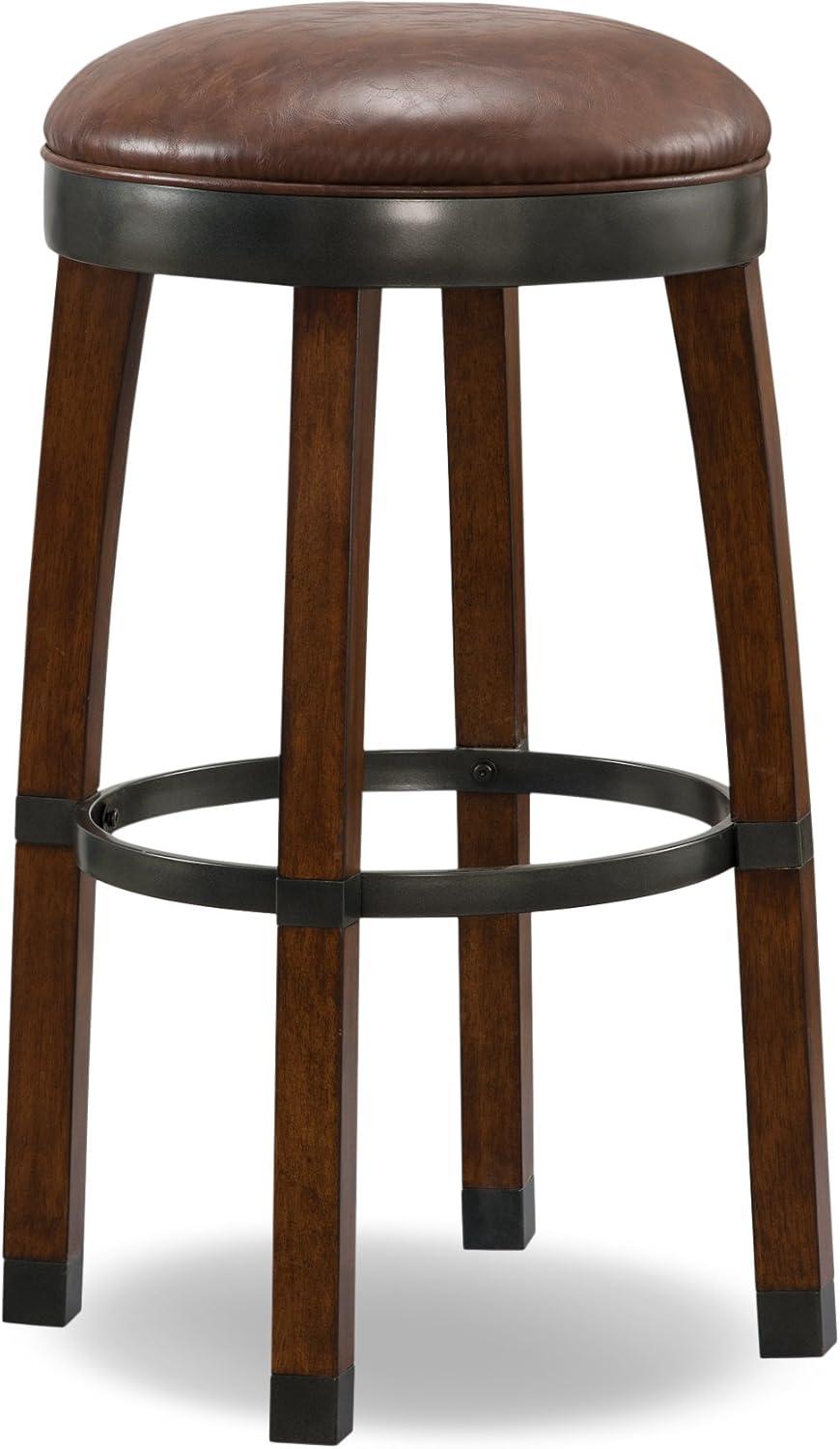 imageLeick Home 10145BLGL Upholstered Back Bar Stool Height with Steel Base Set of 2 for Elevated Kitchen Counters High Top Tables and Bars GrayBlackSable