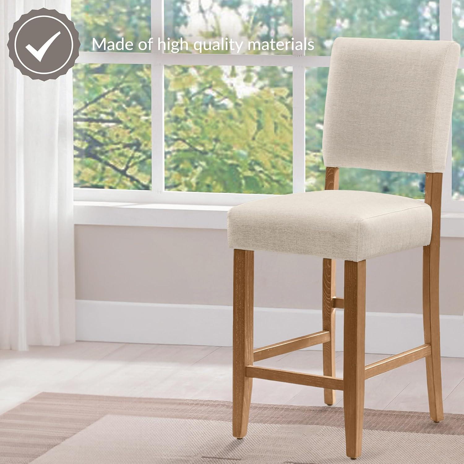 imageLeick Home 10145BLGL Upholstered Back Bar Stool Height with Steel Base Set of 2 for Elevated Kitchen Counters High Top Tables and Bars GrayBlackWhite Sands