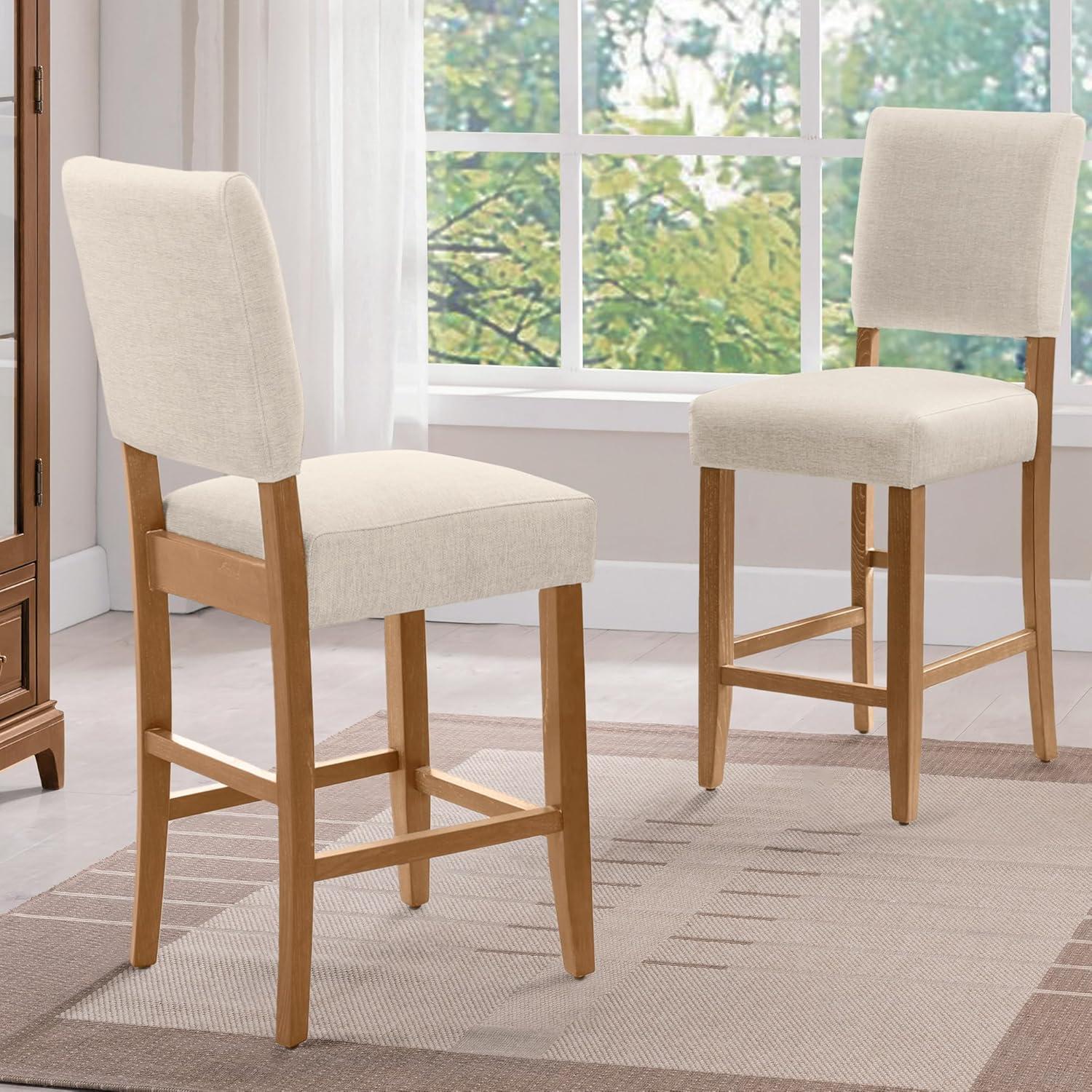 imageLeick Home 10145BLGL Upholstered Back Bar Stool Height with Steel Base Set of 2 for Elevated Kitchen Counters High Top Tables and Bars GrayBlackWhite Sands