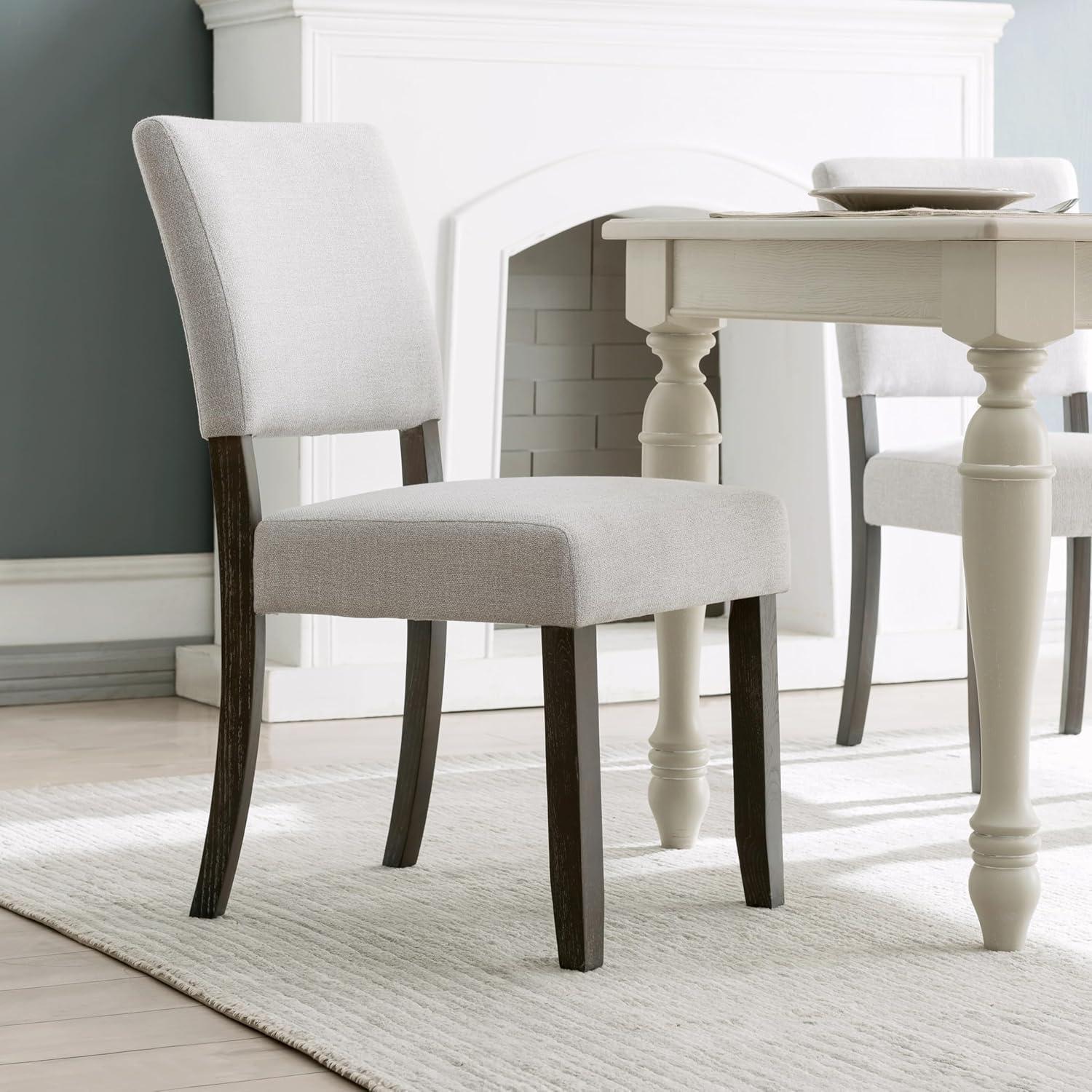 imageLeick Home 10186BBHG Upholstered Back Dining Chair with Wood Base Set of 2 for Dining Room Blackbean and Heather Gray