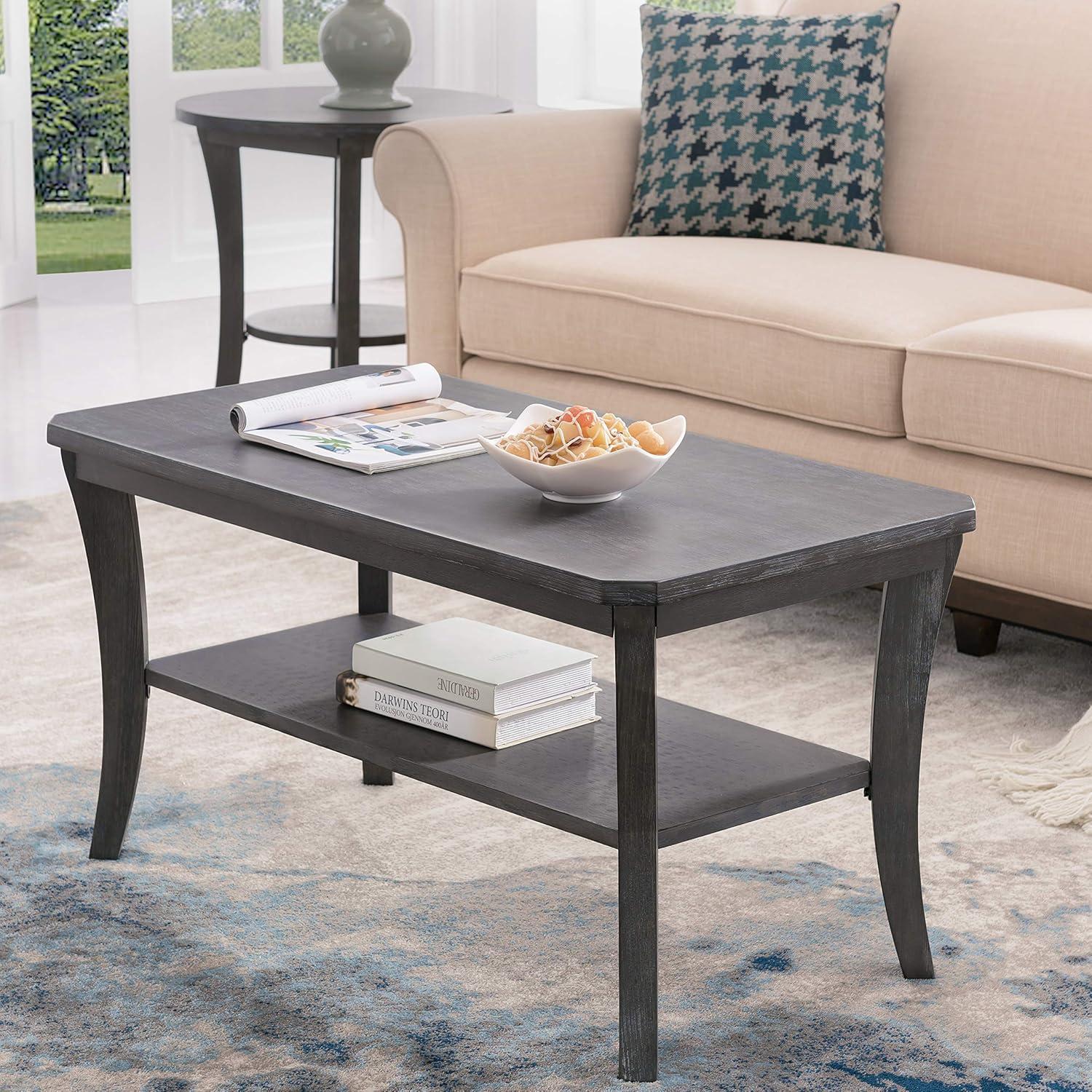 imageLeick Home 10305RG Rustic Wire Brushed Driftwood Narrow Side Table with Shelf Rustic GrayRustic Wire Brushed Driftwood