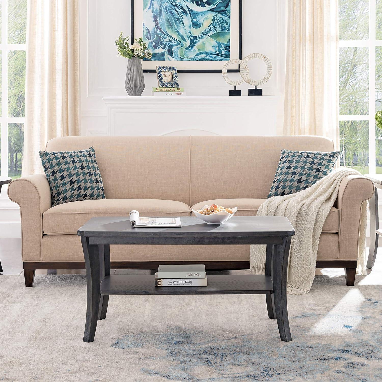 imageLeick Home 10305RG Rustic Wire Brushed Driftwood Narrow Side Table with Shelf Rustic GrayRustic Wire Brushed Driftwood