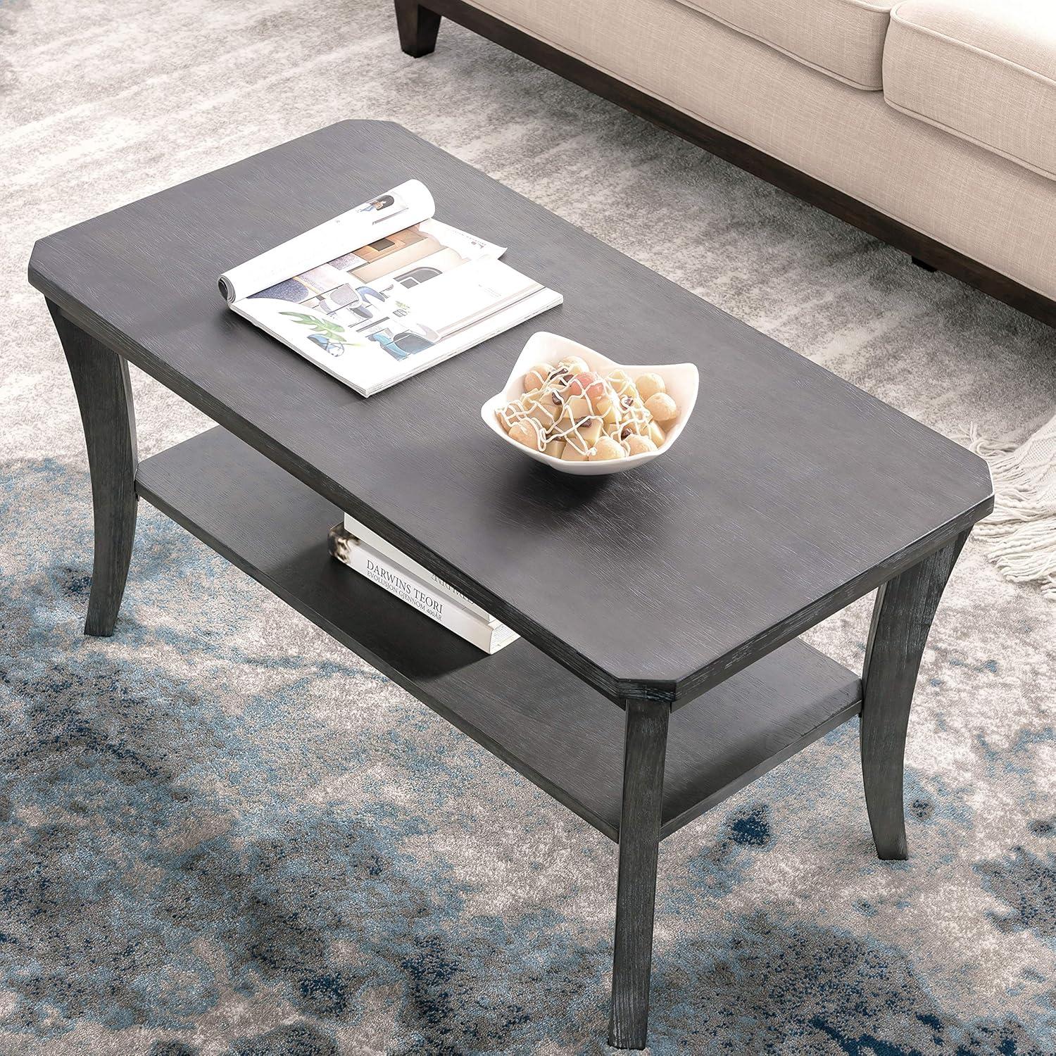 imageLeick Home 10305RG Rustic Wire Brushed Driftwood Narrow Side Table with Shelf Rustic GrayRustic Wire Brushed Driftwood