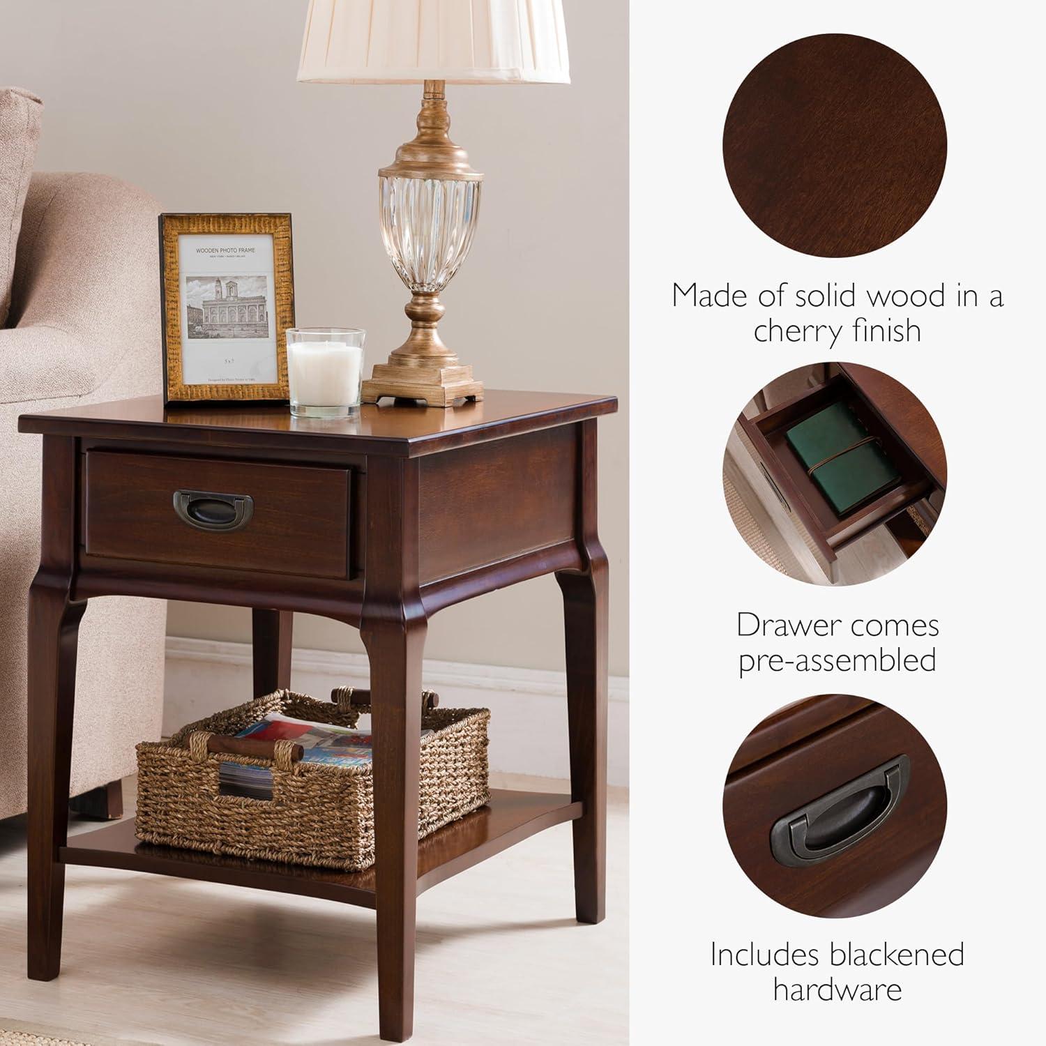 imageLeick Home 10907 Slatestone One Drawer Rustic Oak End Table Distressed Rustic OakHeartwood Cherry