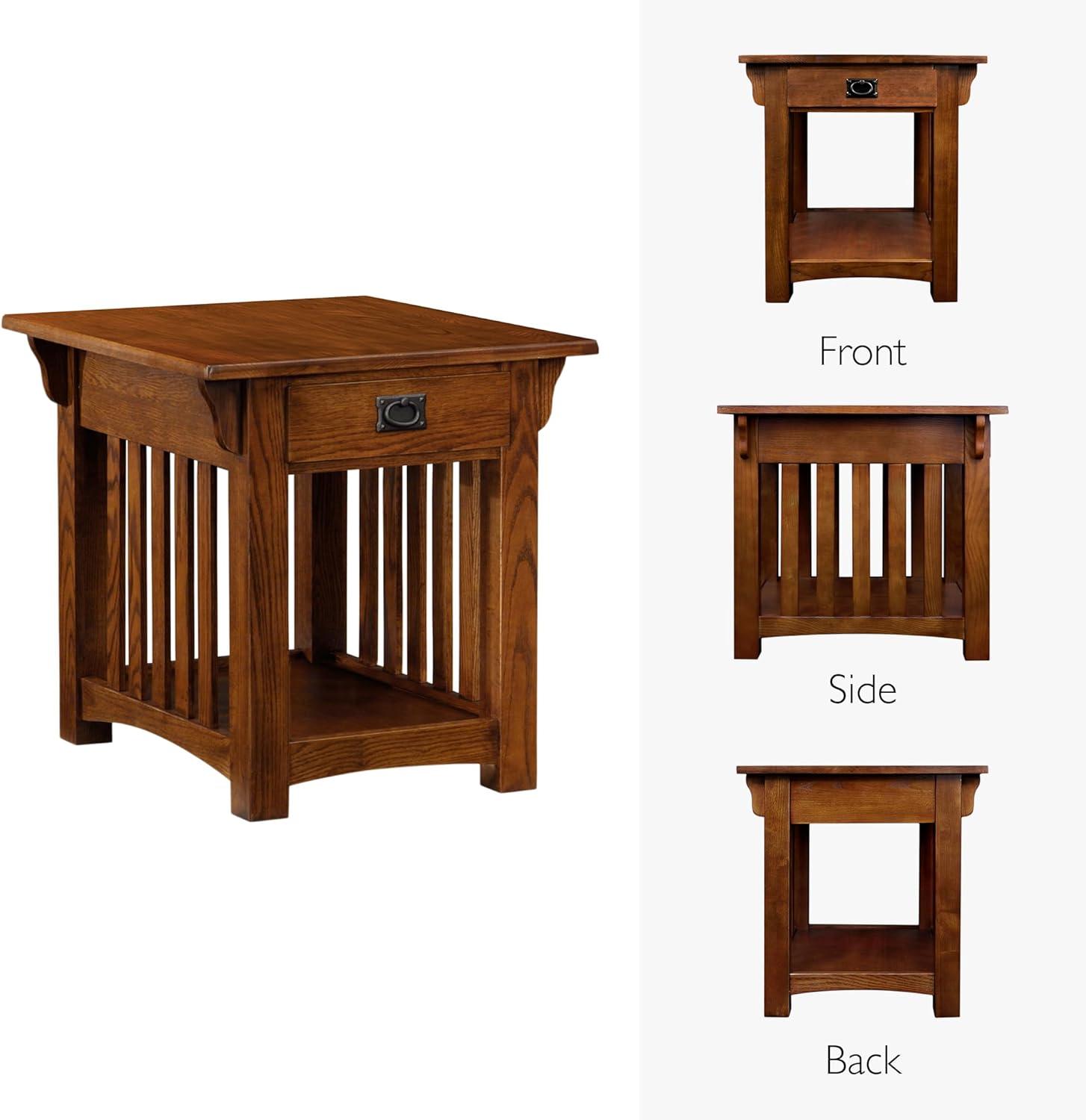 imageLeick Home 10907 Slatestone One Drawer Rustic Oak End Table Distressed Rustic OakMedium Oak