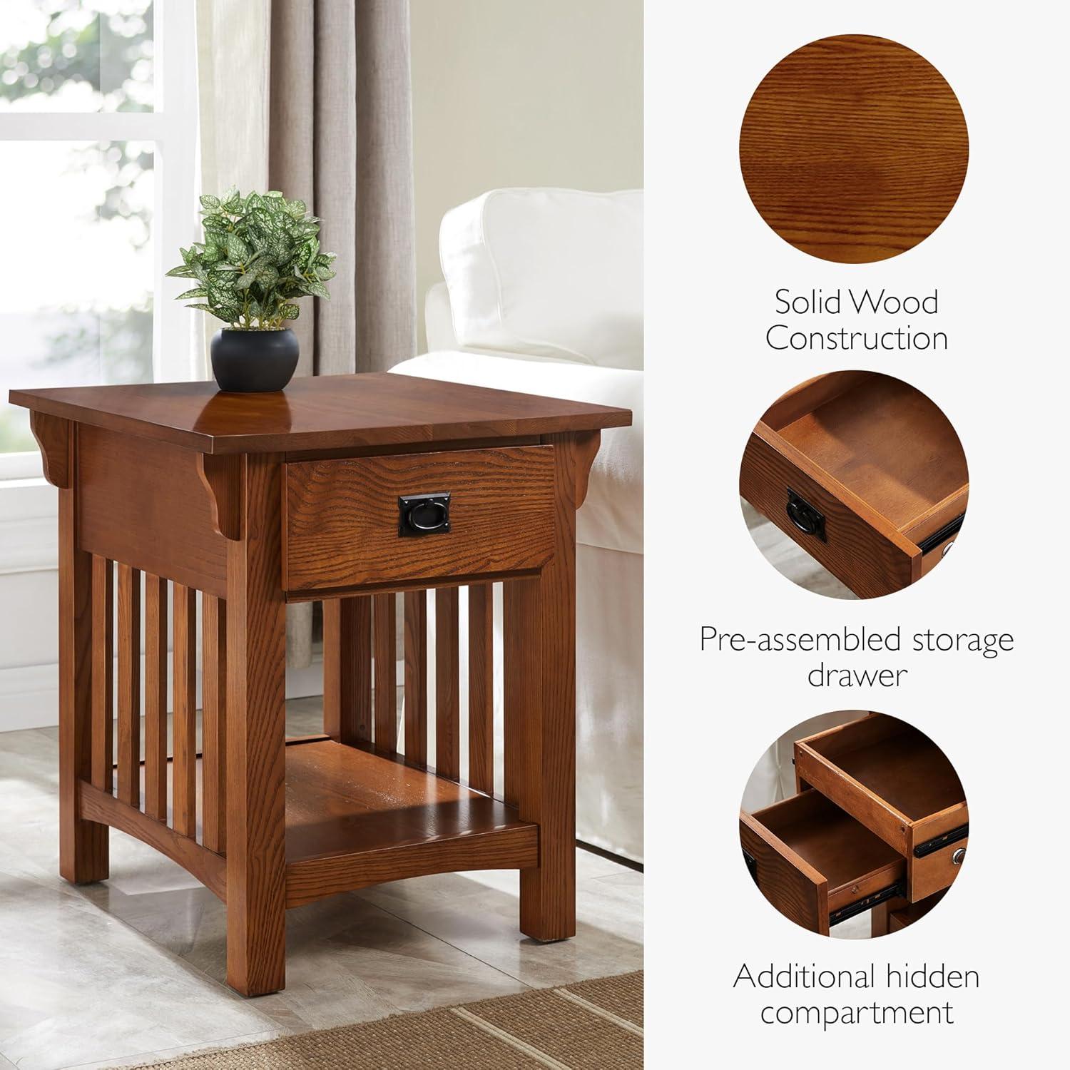 imageLeick Home 10907 Slatestone One Drawer Rustic Oak End Table Distressed Rustic OakMedium Oak