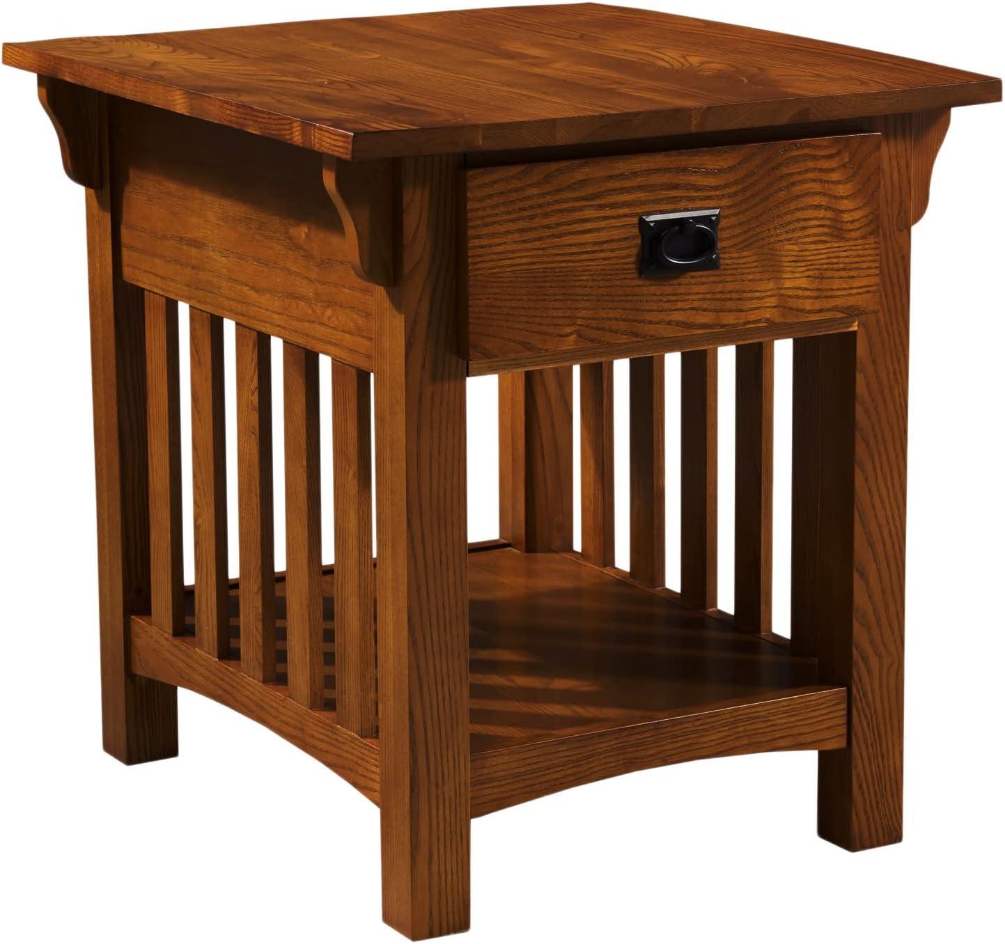 imageLeick Home 10907 Slatestone One Drawer Rustic Oak End Table Distressed Rustic OakMedium Oak
