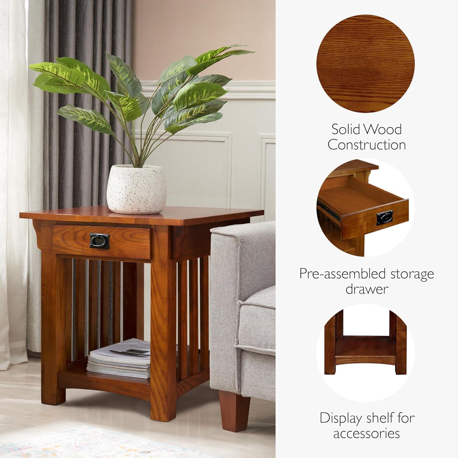 imageLeick Home 10907 Slatestone One Drawer Rustic Oak End Table Distressed Rustic OakMedium Oak