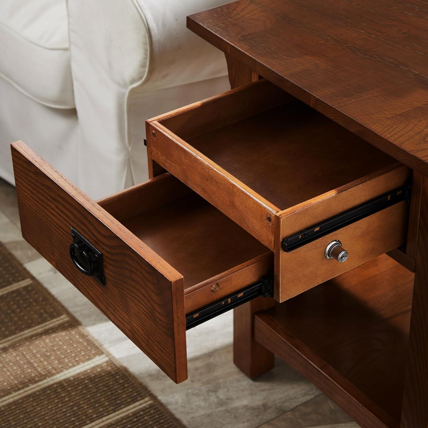 imageLeick Home 10907 Slatestone One Drawer Rustic Oak End Table Distressed Rustic OakMedium Oak