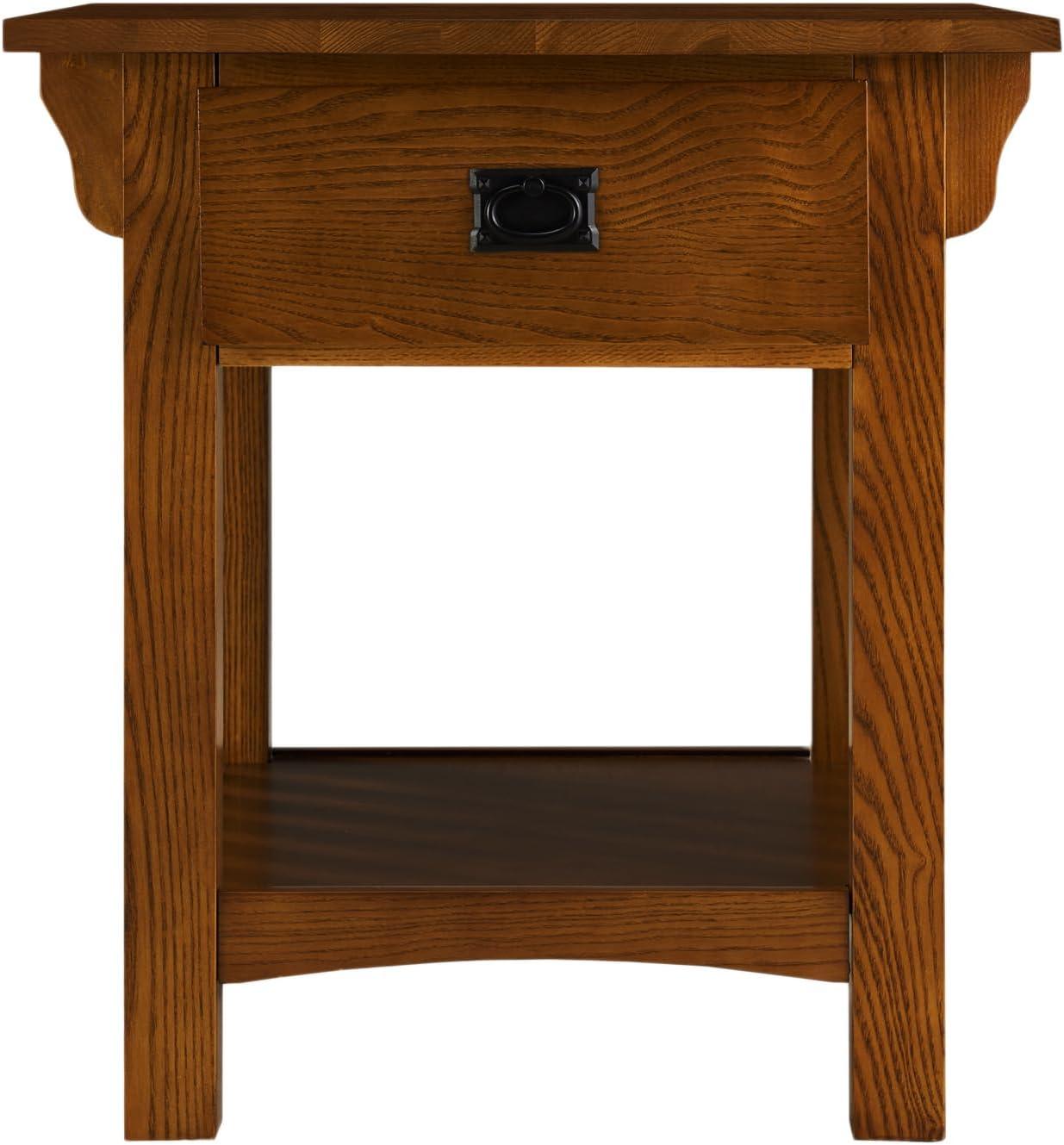 imageLeick Home 10907 Slatestone One Drawer Rustic Oak End Table Distressed Rustic OakMedium Oak