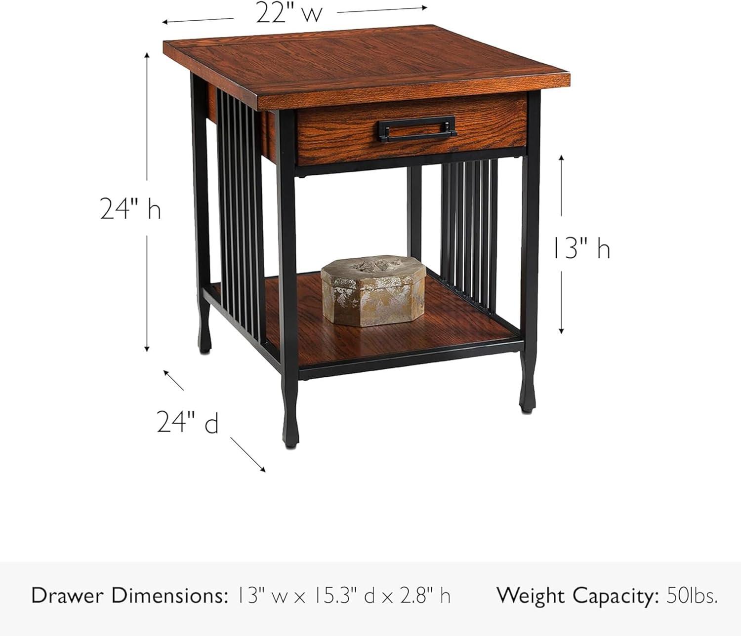 imageLeick Home 10907 Slatestone One Drawer Rustic Oak End Table Distressed Rustic OakMission Oak