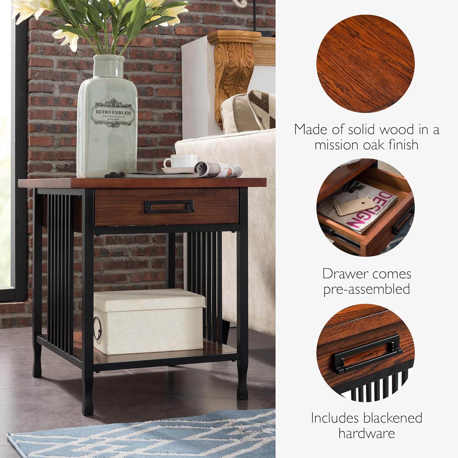 imageLeick Home 10907 Slatestone One Drawer Rustic Oak End Table Distressed Rustic OakMission Oak