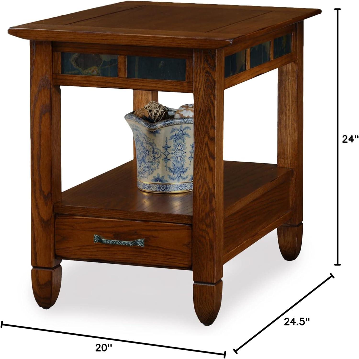 imageLeick Home 10907 Slatestone One Drawer Rustic Oak End Table Distressed Rustic OakRustic Oak