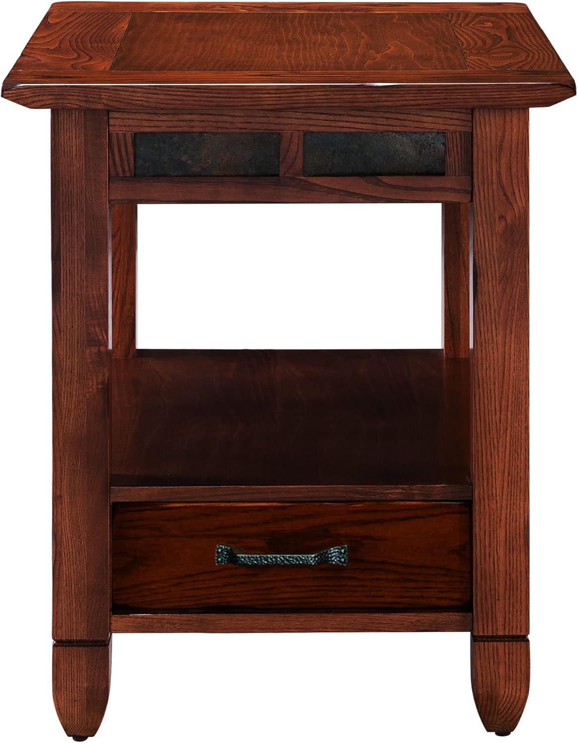 imageLeick Home 10907 Slatestone One Drawer Rustic Oak End Table Distressed Rustic OakRustic Oak