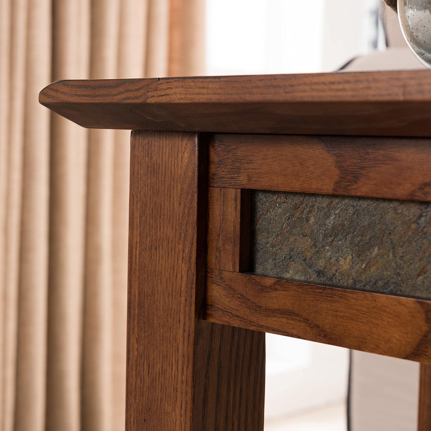 imageLeick Home 10907 Slatestone One Drawer Rustic Oak End Table Distressed Rustic OakRustic Oak