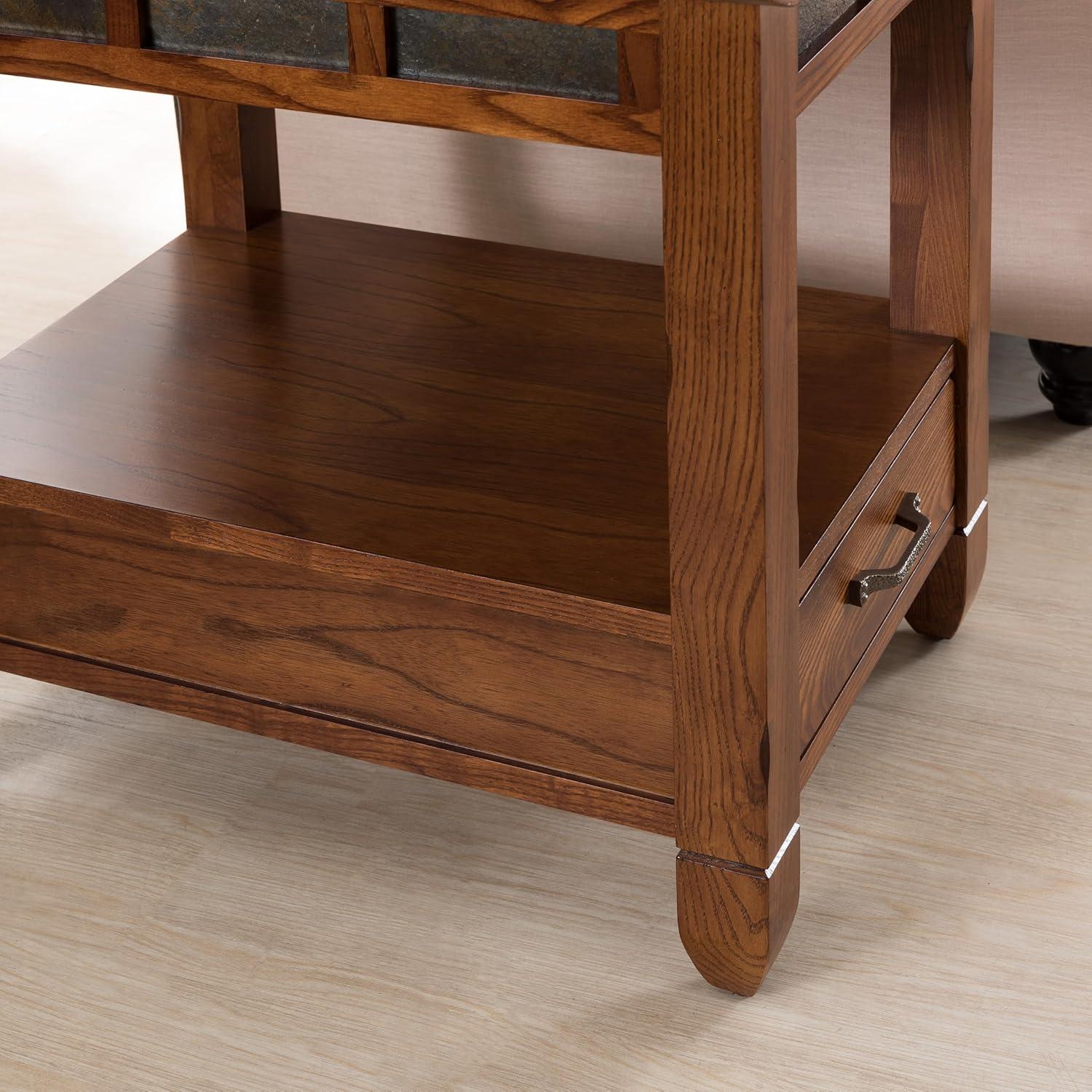 imageLeick Home 10907 Slatestone One Drawer Rustic Oak End Table Distressed Rustic OakRustic Oak