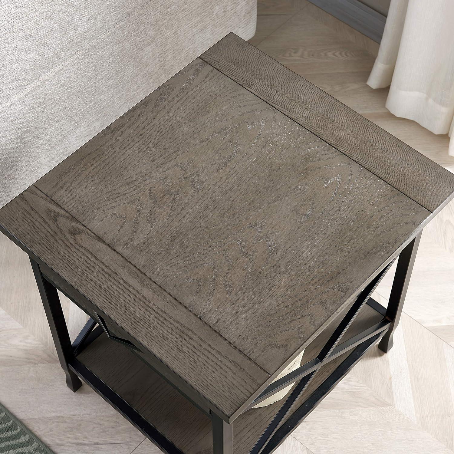 imageLeick Home 10907 Slatestone One Drawer Rustic Oak End Table Distressed Rustic OakSmoke Gray