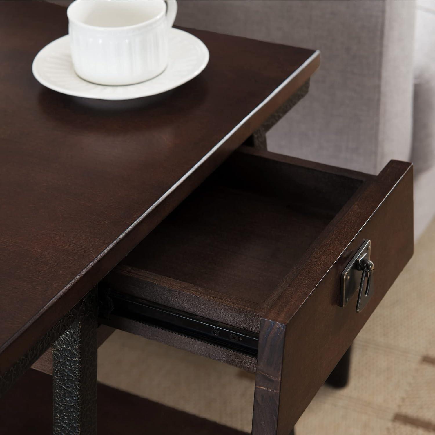 imageLeick Home 10907 Slatestone One Drawer Rustic Oak End Table Distressed Rustic OakWalnut