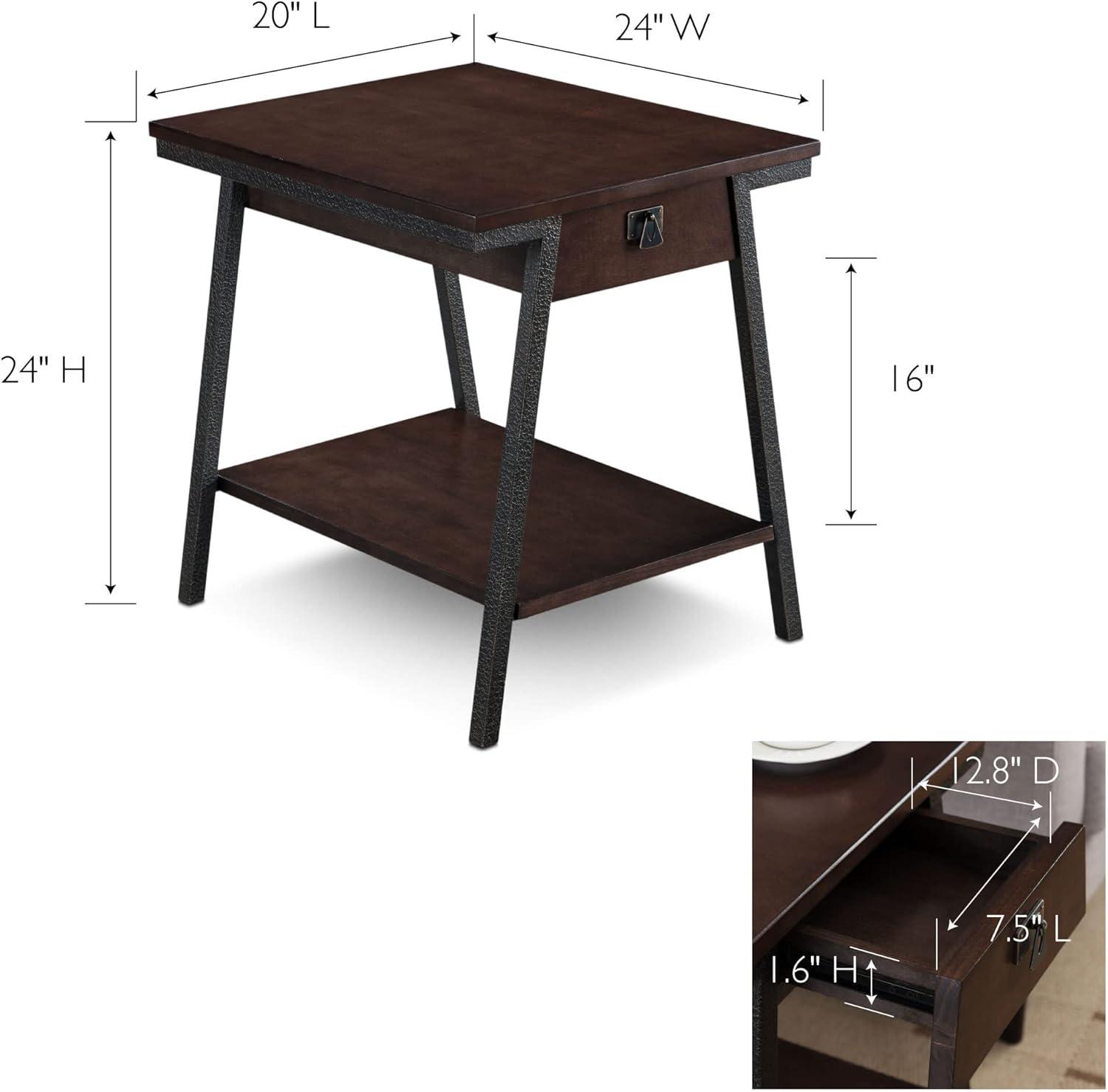 imageLeick Home 10907 Slatestone One Drawer Rustic Oak End Table Distressed Rustic OakWalnut