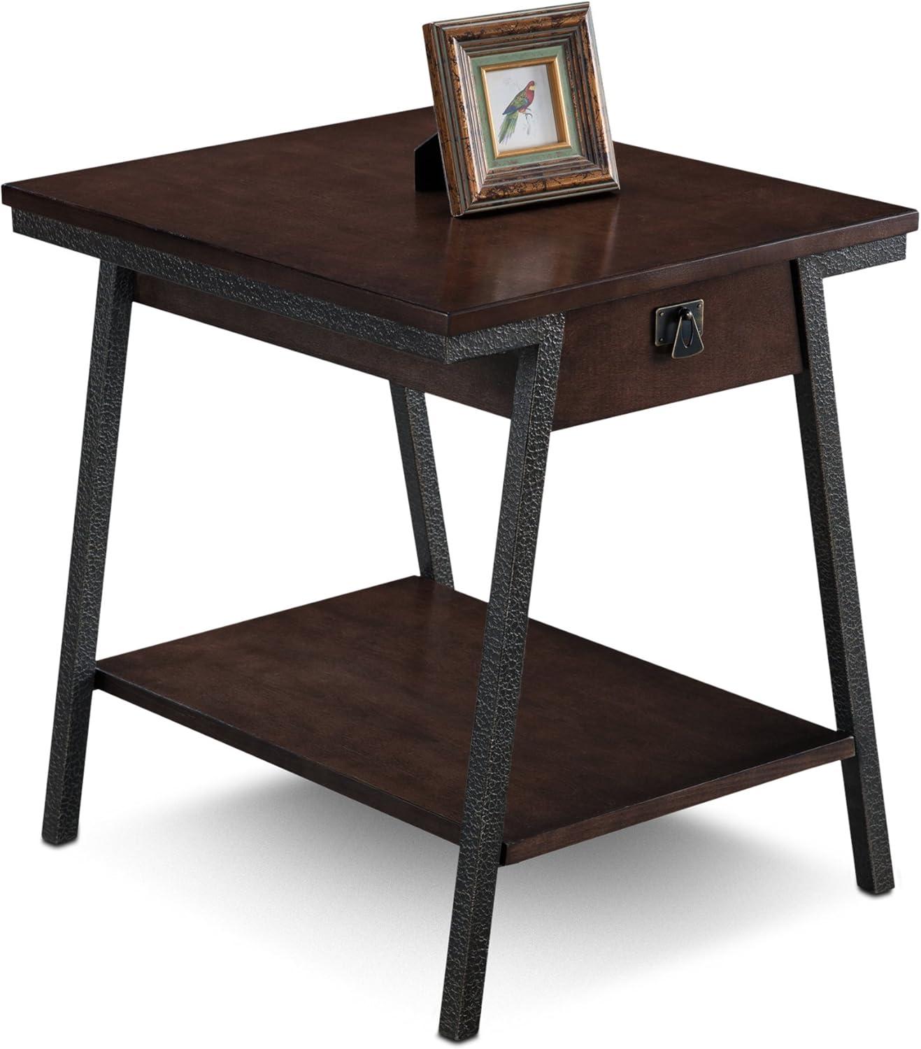 imageLeick Home 10907 Slatestone One Drawer Rustic Oak End Table Distressed Rustic OakWalnut