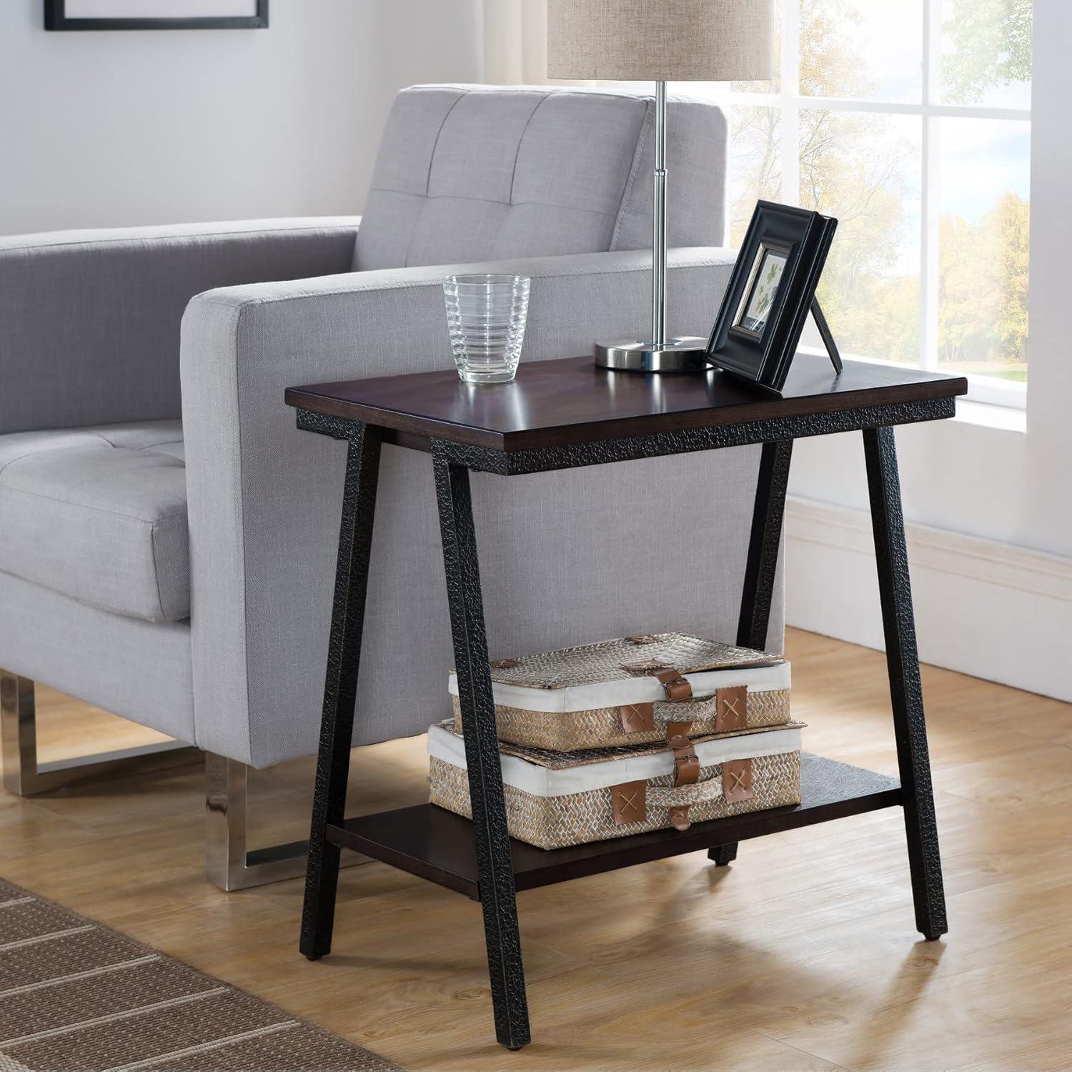 imageLeick Home 10907 Slatestone One Drawer Rustic Oak End Table Distressed Rustic OakWalnut