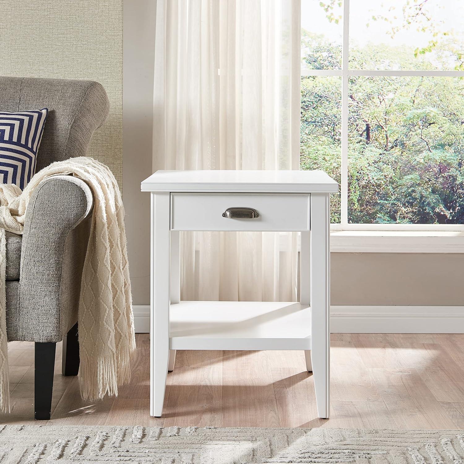 imageLeick Home 10907 Slatestone One Drawer Rustic Oak End Table Distressed Rustic OakWhite