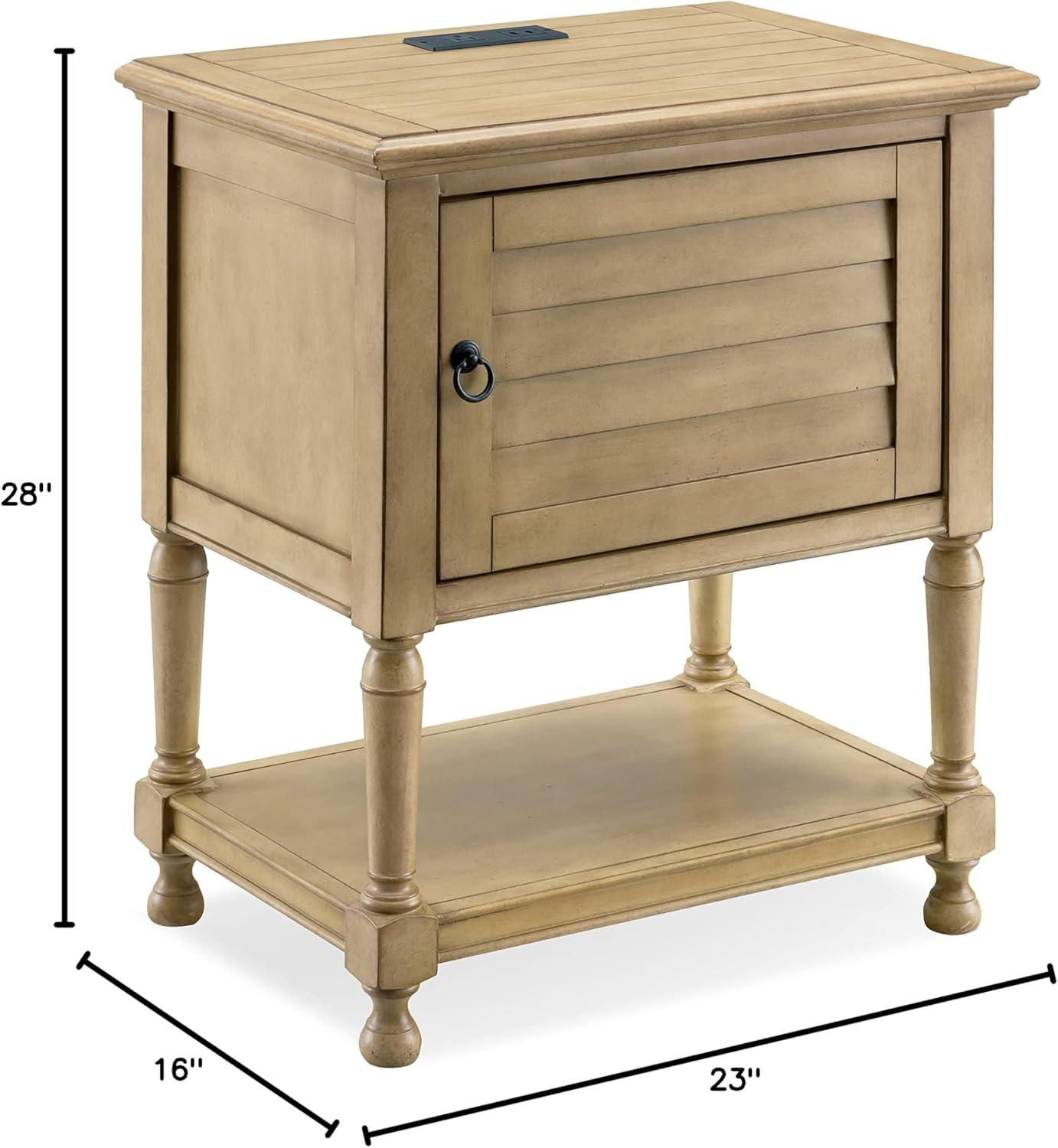 imageLeick Home 11222 Ironcraft Solid Wood Nightstand with Drawer and Shelf Mission Oak Brown and Black Metal Perfect for Bedrooms Living Rooms and Small SpacesDesert Sand