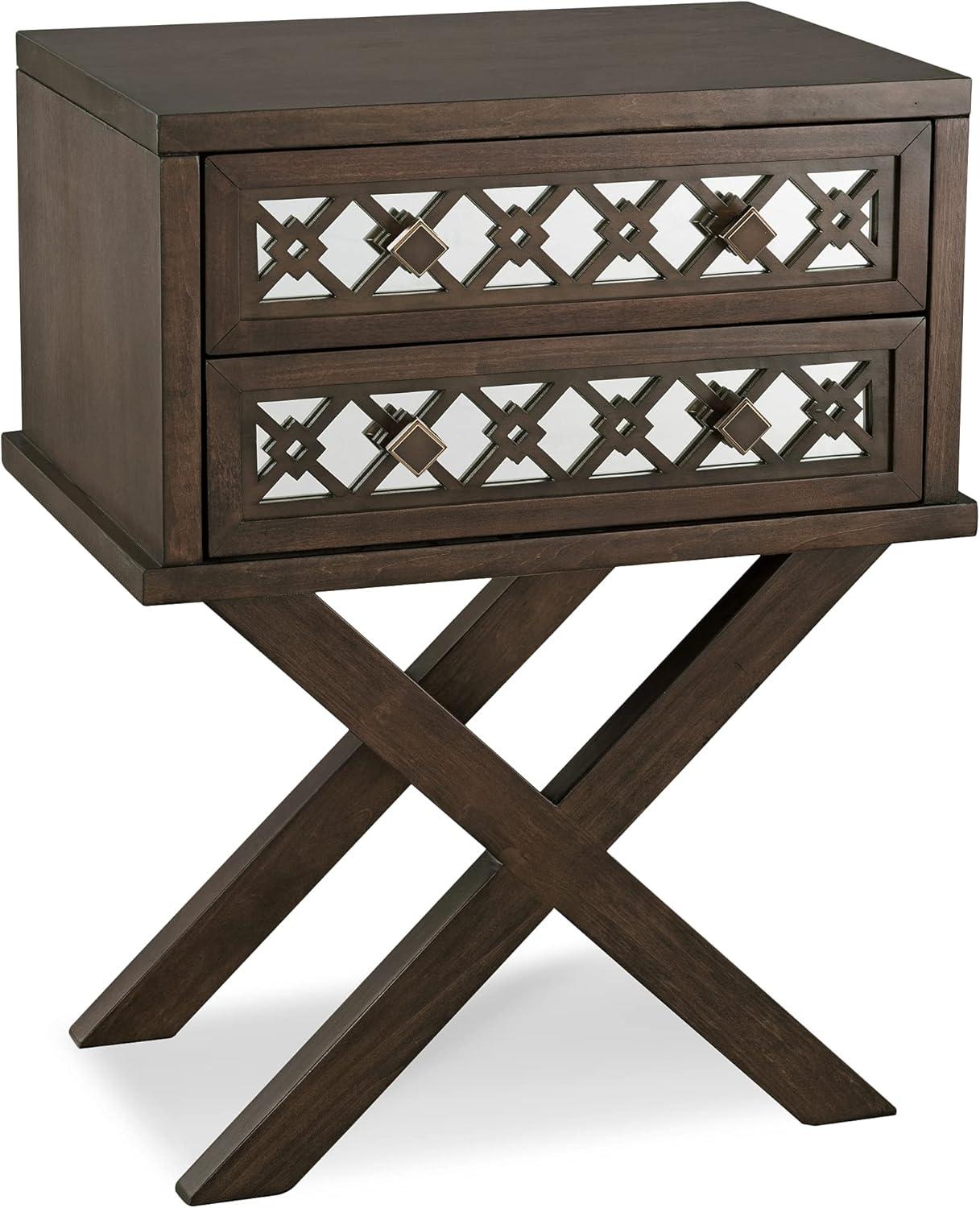 imageLeick Home 11222 Ironcraft Solid Wood Nightstand with Drawer and Shelf Mission Oak Brown and Black Metal Perfect for Bedrooms Living Rooms and Small SpacesWalnut