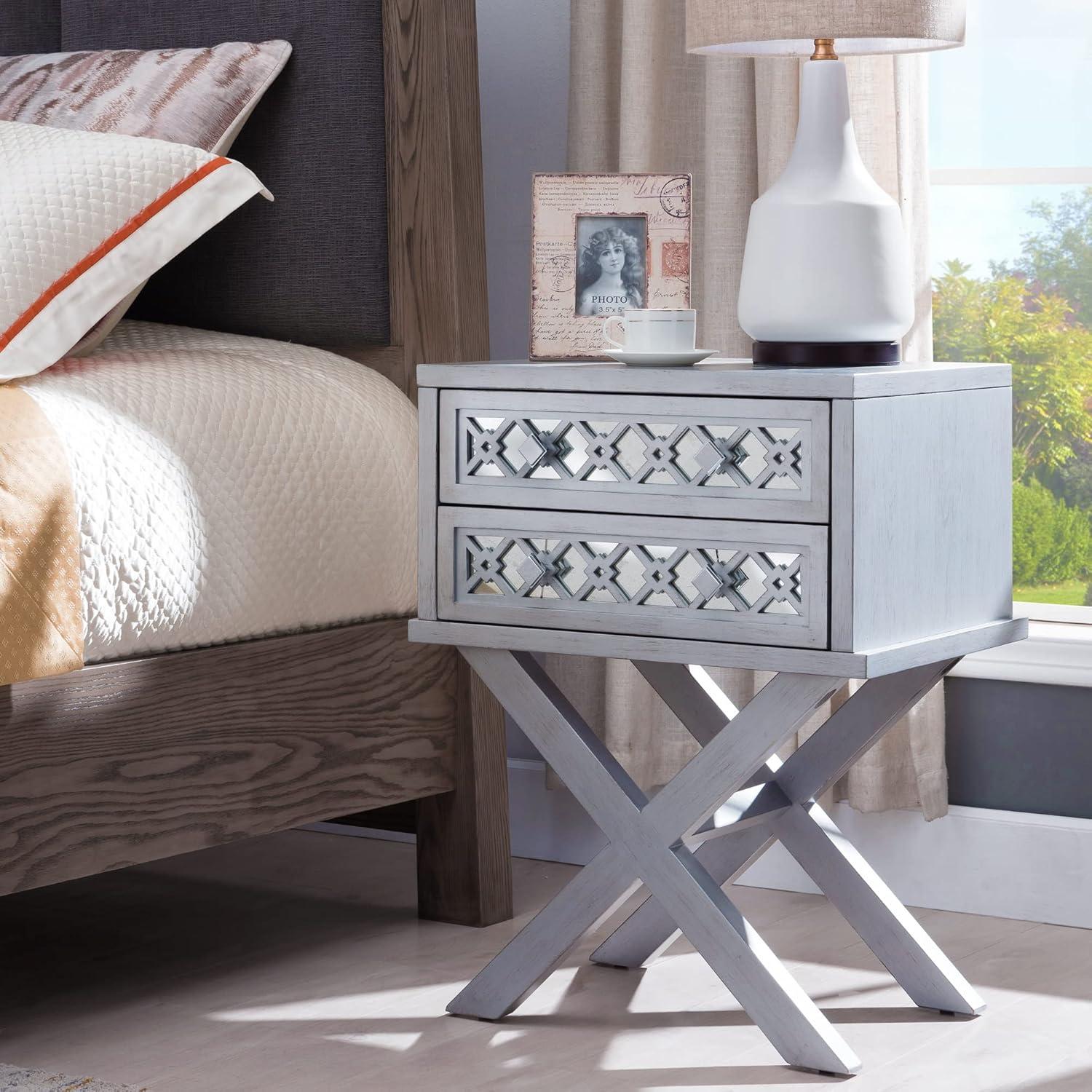 imageLeick Home 11222 Ironcraft Solid Wood Nightstand with Drawer and Shelf Mission Oak Brown and Black Metal Perfect for Bedrooms Living Rooms and Small SpacesSilver Leaf